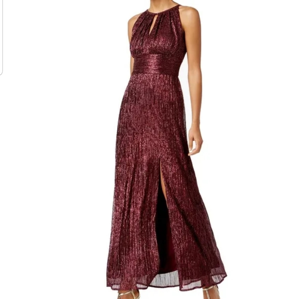 R&M Richards Dress Merlot Size 14 Keyhole